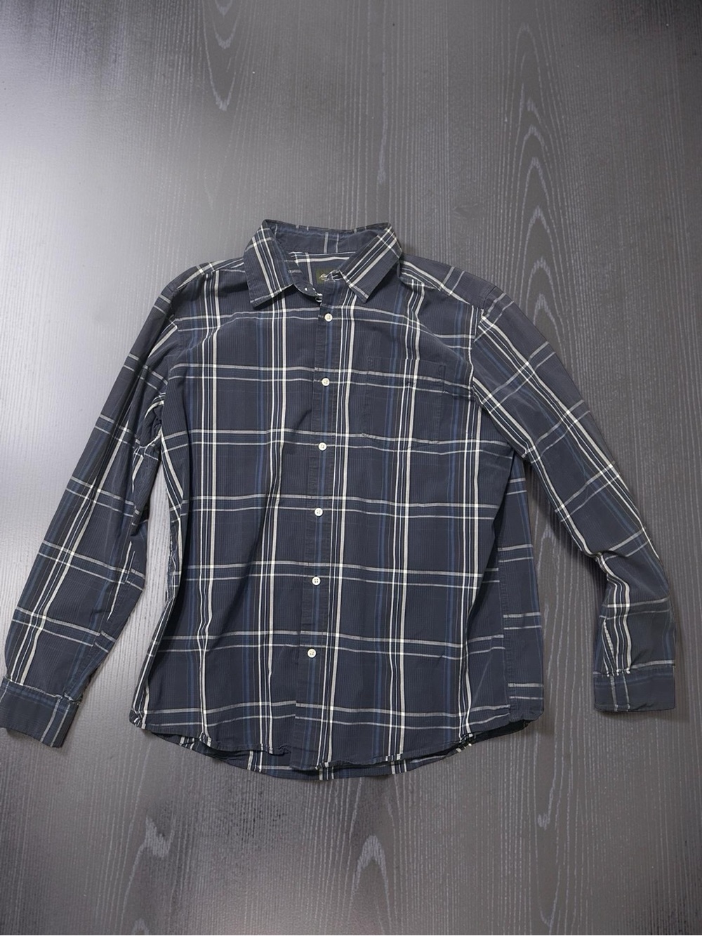 Eddie Bauer Navy Plaid Button-Down Shirt